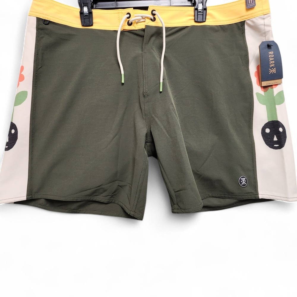 Roark Passage Panel Deep Roots 17" Board Shorts Mens 40 Dark Military NEW w/ Tag